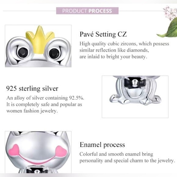 S925 Sterling Silver Gentle Frog Charm - Picture 3 of 6